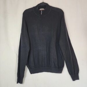 Kirkland Signature Mens XXL 100% ExtraFine Merino Wool Quarter Zip Sweater Black